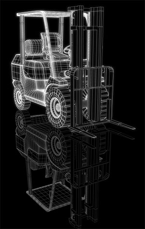 Wireframe illustration of lift truck