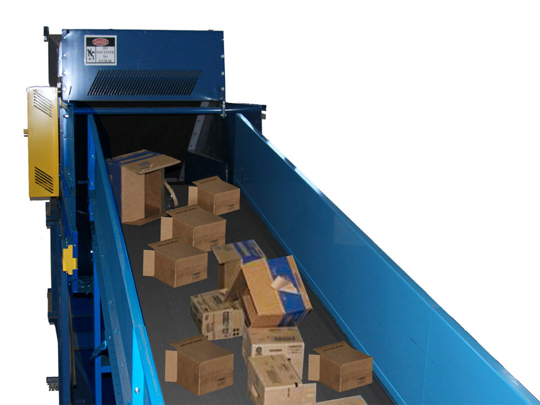 Infeed conveyor with boxes