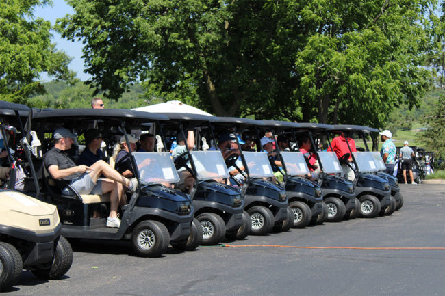 Golf carts at Good Days for Kids golf outing (Orbis)