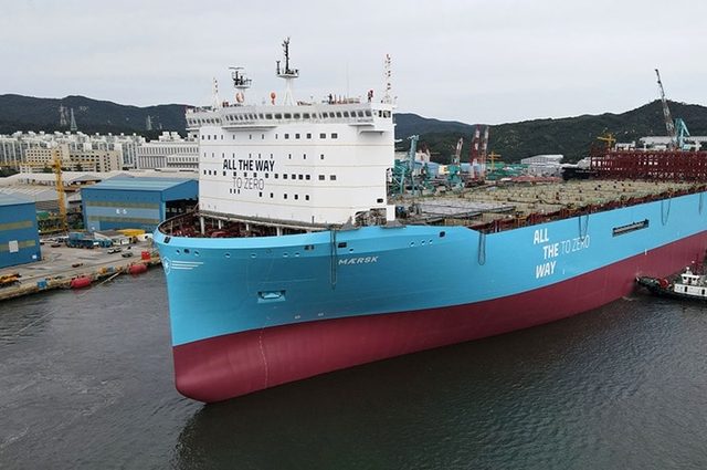 Maersk first equinox vessel floating at yard in busan korea 1024x576