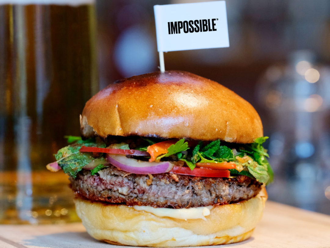 Burger with flag in it that says Impossible
