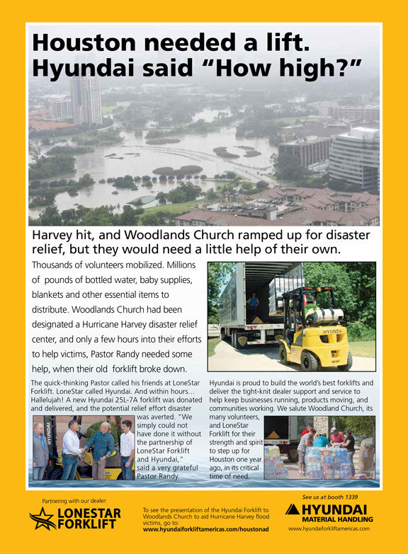 Hyundai Material Handling And Lonestar Forklift Acknowledge The Anniversary Of Harvey As They Recall 2018 09 12 Dc Velocity