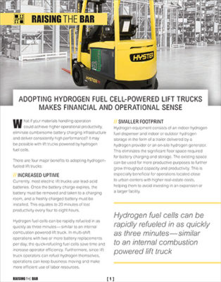 Hyster: Adopting Hydrogen Fuel Cell-Powered Lift Trucks Makes Financial and Operational Sense