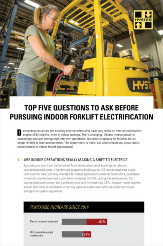Top Five Questions to Ask Before Pursuing Indoor Forklift Electrification