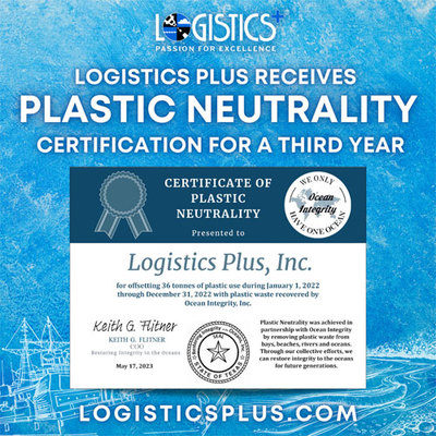 Logistics Plus Receives Plastic Neutrality Certification for a Third Year