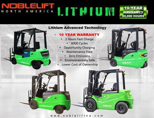 NOBELIFT® ANNOUNCES ITS NEW 10 YEAR/20,000 HOUR LITHIUM BATTERY WARRANTY