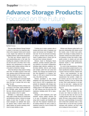 Advance Storage Products featured in Q2 MHEDA Journal Supplier Profile