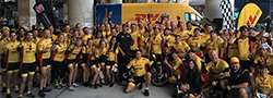 DHL employees in bike uniforms