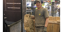 Wood carving auctioned by Hyster