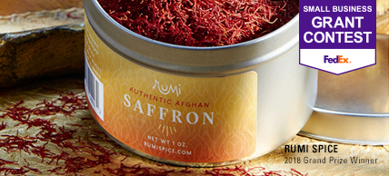 A tin of Rumi Spice saffron