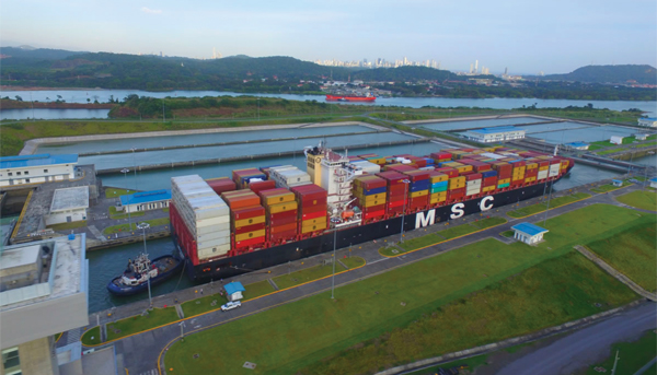 Containership at Panama Canal