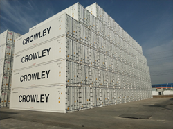 Crowley containers stacked up